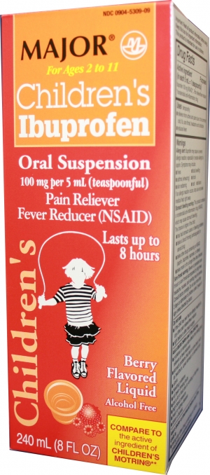 Ibuprofen Childrens Suspension, 240mL, Boxed, Compare to Motrin® # 263246 by Major Pharmaceuticals  ID 00904-5309-09